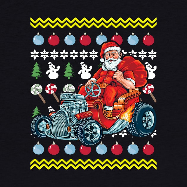 Santa Hotrod Ugly Christmas Vintage Car by CoffeeandTeas